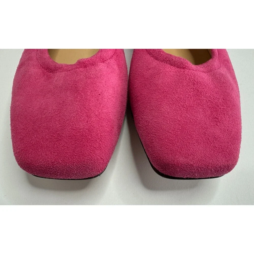 J. Crew Kids Size 5 Anya Scrunchie Ballet Flats in Pink Suede Leather Square Toe